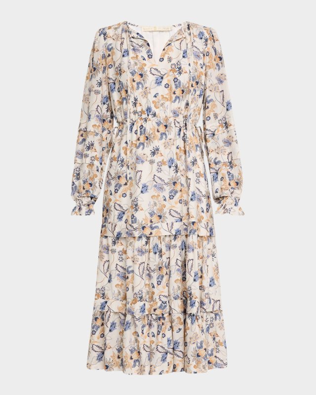 Demi Tiered Floral-Print Midi Dress